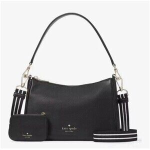 NEW Kate Spade Rosie Black Pebbled Leather Purse Medium Shoulder Bag $399 KF086